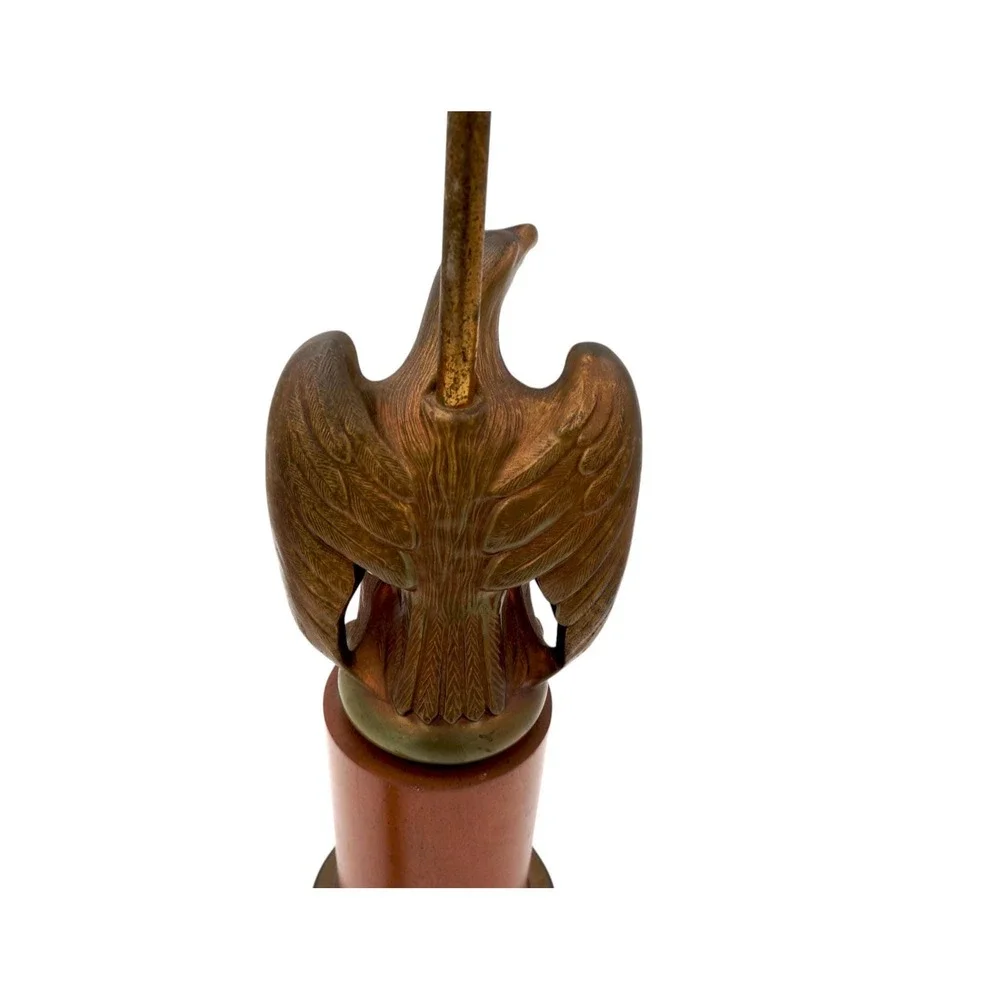 Vintage Brass Eagle Table Lamp Lighting Luxury Light MCM Mid Century Modern Wood
